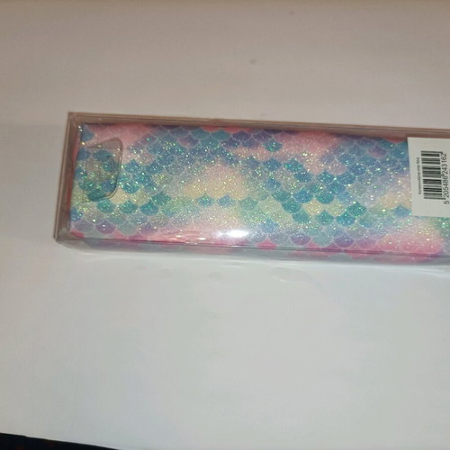 Pencil case new with zipper and glitter mermaid design