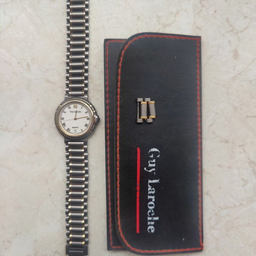 Guy Laroche Stainless Steel and Gold Date and Time Watch used