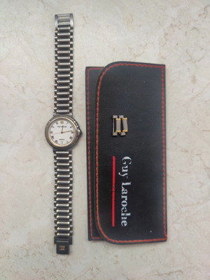 Guy Laroche Stainless Steel and Gold Date and Time Watch used