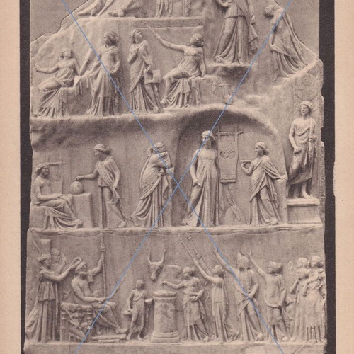 Marble relief Apotheosis of Homer used