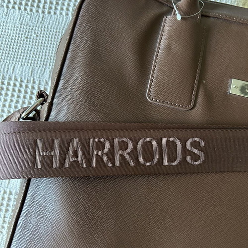 Harrods laptop bag brown vegan leather new