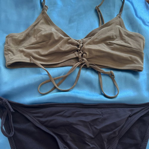 H&M bikini used, top olive and bottom black, size S