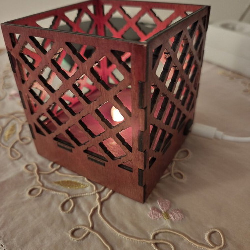 Wooden table lamp night light new with candle effect and USB type C