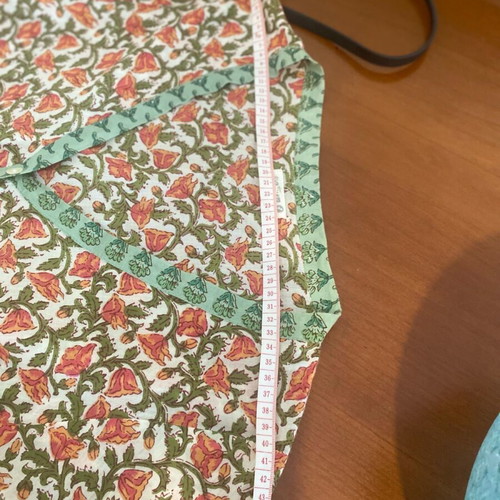Natural Natura shirt with mint and coral floral pattern, 100% cotton