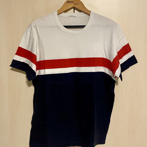 H&M cotton t-shirt used, size M, white and blue
