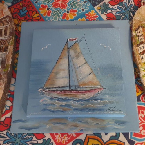Handmade paintings like new, 20 cm height, wood