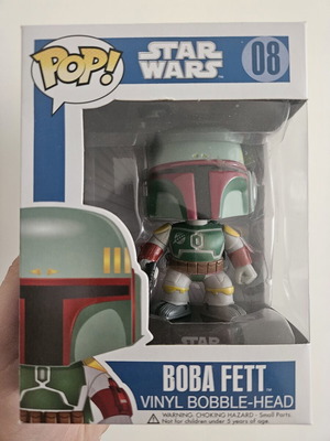 Boba Fett Funko Pop #08 First Edition Large Font used