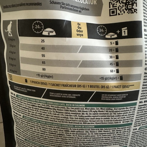 Purina Proplan cat food like new, 10.6 kg, salmon flavor