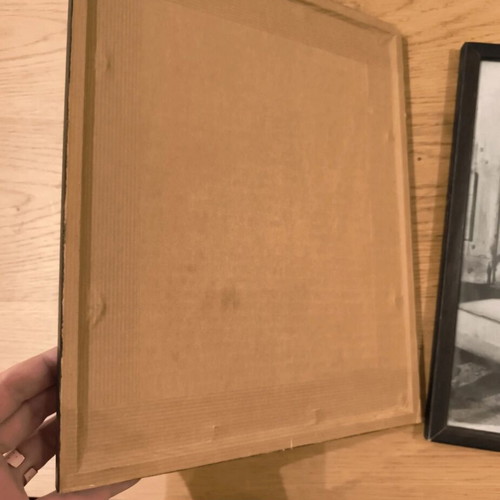 Vintage photos used, set of 2 with wooden frames 26x32