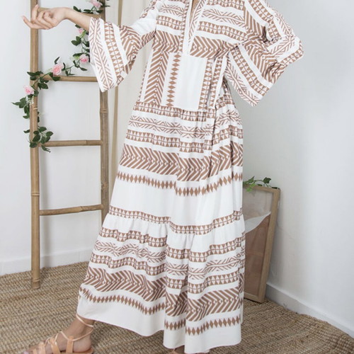 Boho dress white-pink like new, one size M-L