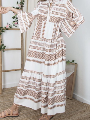 Boho dress white-pink like new, one size M-L