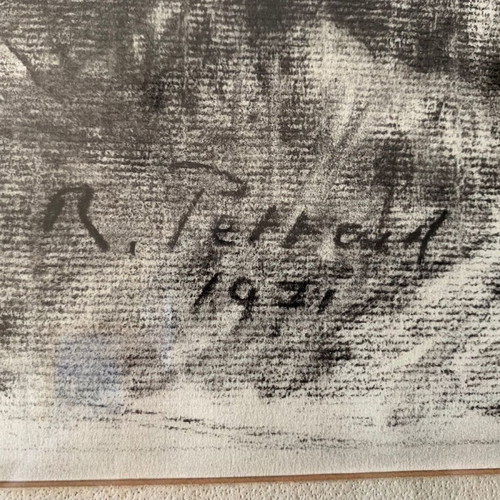 Charcoal painting used, theme 'Train Lines', with frame