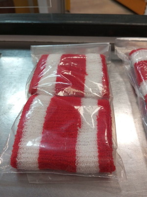 Sports Wristbands Set of 2 Red and White Stripes, New