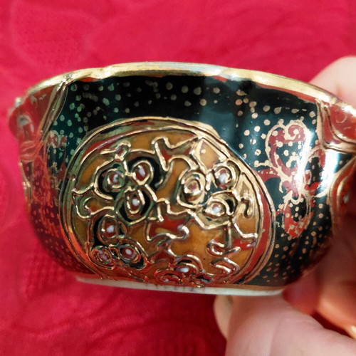 Vintage small Satsuma-style fondue pot