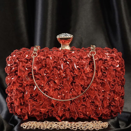 Red evening clutch bag, handmade