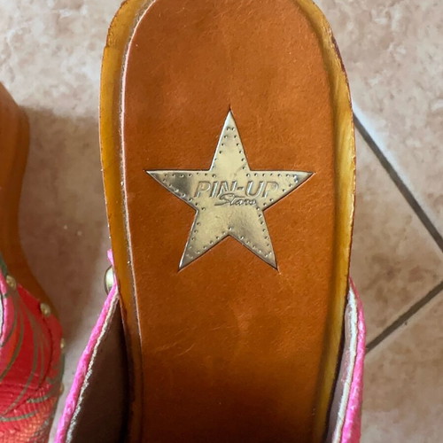 Pinup Star Vintage Mule Size 38 Like New Tropical Pattern