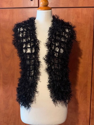 Handmade sleeveless vest new, black, size S