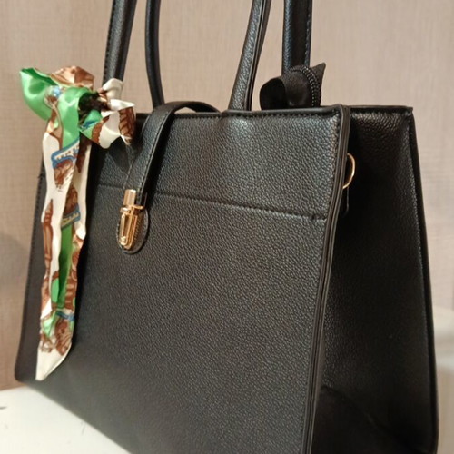 Women's shoulder bag new, black, with three large compartments