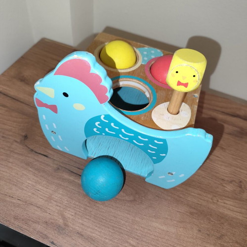 Montessori Djeco Wooden Chicken Hammer Game used
