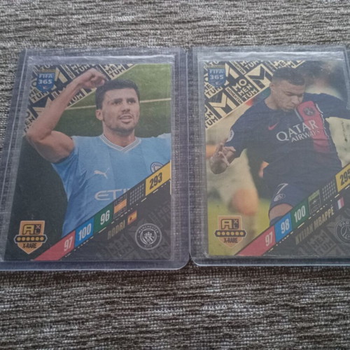 Panini FIFA 365 2024 Momentum X-Rare cards set with Mbappé & Rodri
