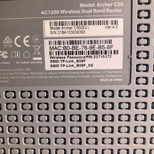 Tp Link Archer C50 Dual Band Router Like New