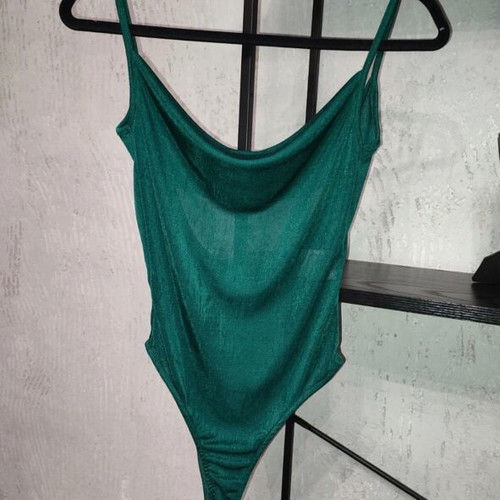Pink Woman Emerald Green Bodysuit XS new with shimmer