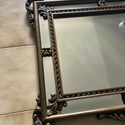Wooden mirror used with carved vintage frame brown