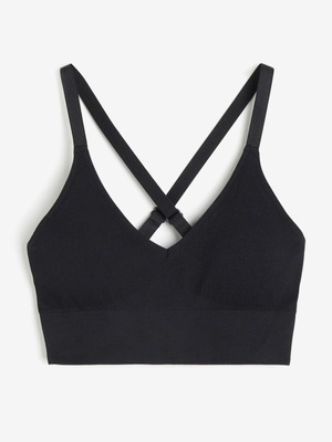 H&M DryMove αθλητικό μπουστάκι μέτριας υποστήριξης μαύρο μέγεθος L σαν καινούργιο