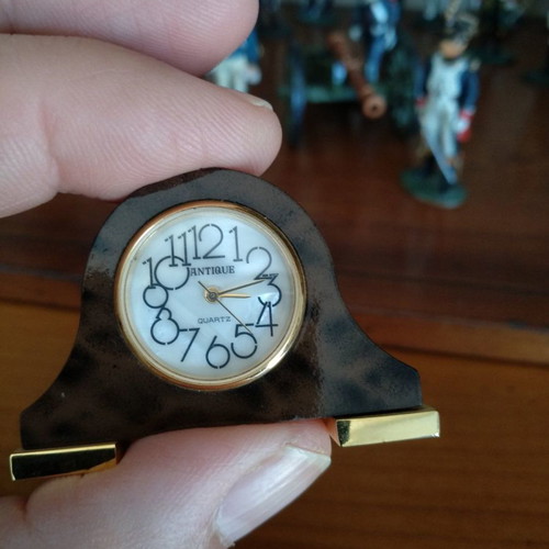 Miniature vintage 1920s Napoleon Hat mantel clock