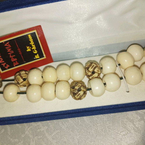 Worry beads with intricate bone beads used