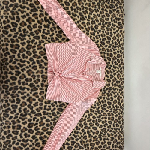 Forever 21 Striped Crop Shirt like new, size L, white and red