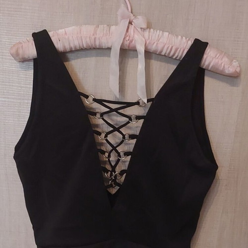 Black bustier like new with lacing and open back, size L