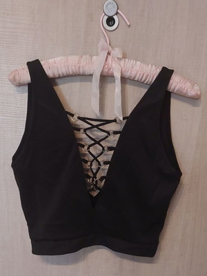 Black bustier like new with lacing and open back, size L