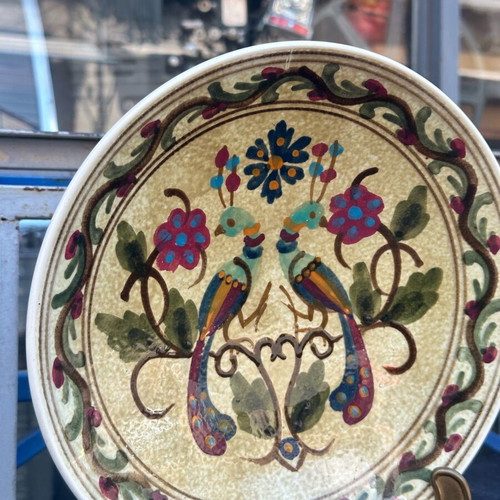 Collectible ceramic decorative plate Athens signed with peacocks 24cm used