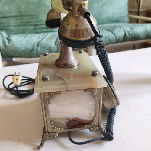 Antique marble and brass telephone used