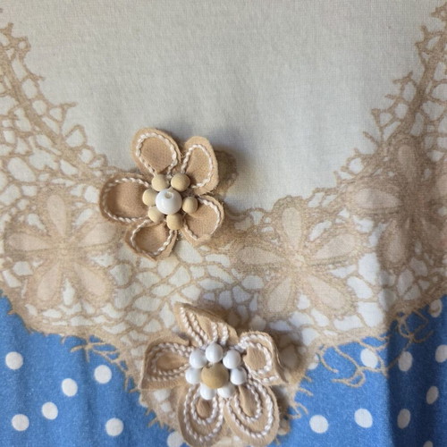 Blumarine blouse cotton size M like new, white and blue polka dot