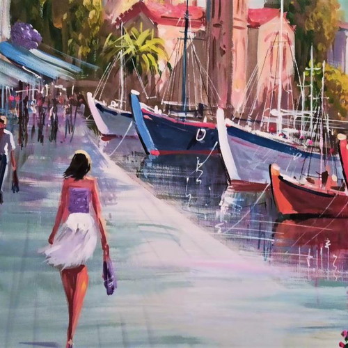 Painting N. Krideras Volta sto Nisi like new with frame