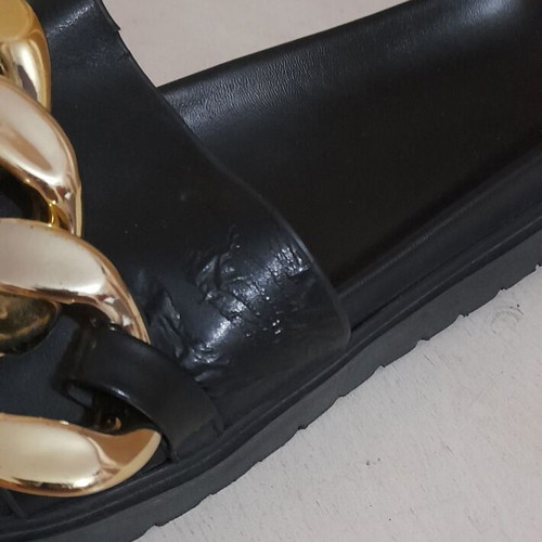 Slides flatform slippers size 36 used with decorative gold chain