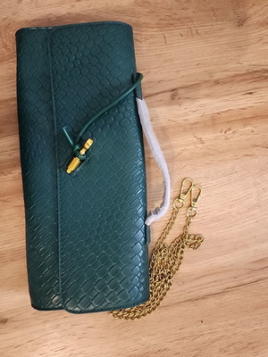Intrecciato style flap crossbody bag, green