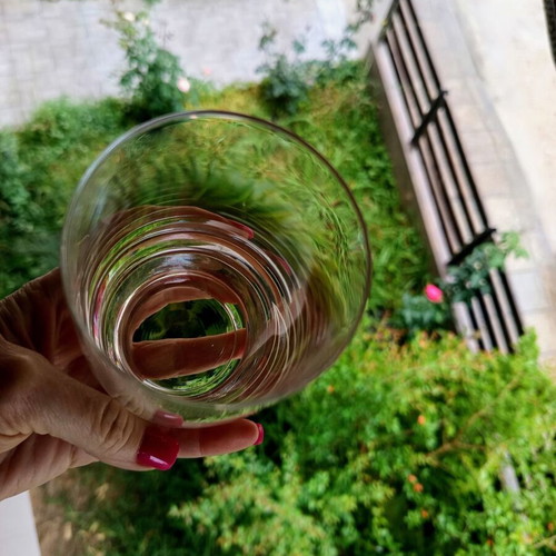 Vintage crystal water glasses set of 6 like new with matte engraving