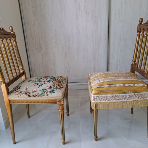 2 handmade chairs set with embroidery