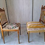  2 καρέκλες και 1 σκαμπό χειροποίητο σετ με κέντημα