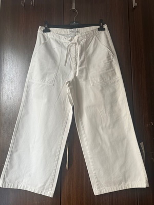 Calvin Klein jeans white wide-leg women's pants size M like new nautical style