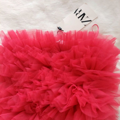 Zara tulle crop top fuchsia new, size XS