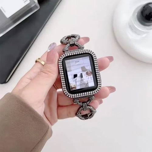 Crystal Ring Stainless Steel Watch Strap for Samsung Huawei Amazfit Garmin