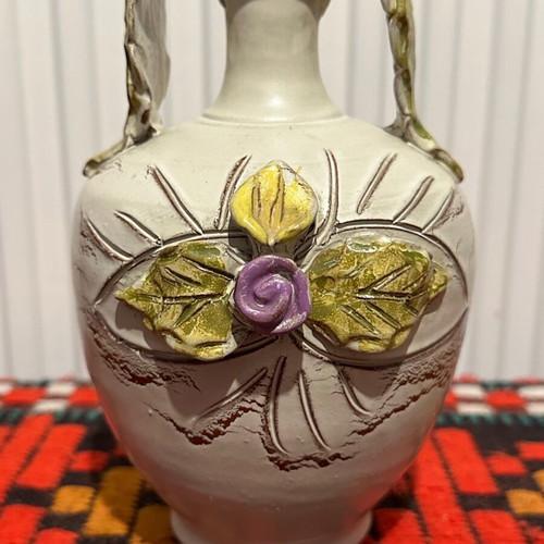 Vintage Clay Amphora like new with beautiful design 18x11cm