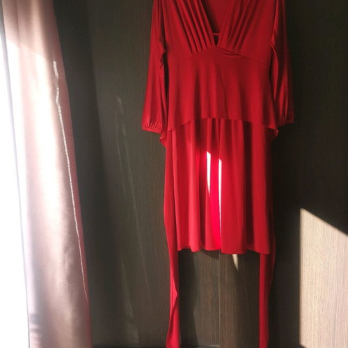 Women's red dress new, viscose with satin and elastic fabric