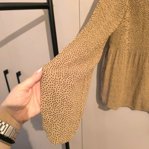 Stradivarius long-sleeve lightweight blouse like new, black and beige