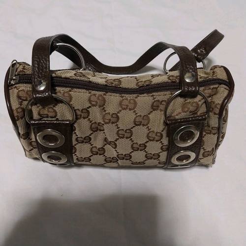 Handbag used, brown and silver
