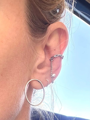 Silver Ear Cuff Chain Earring new, silver minimal style